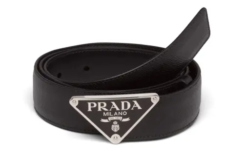 PRADA Leather Belts Men's Black 3cm