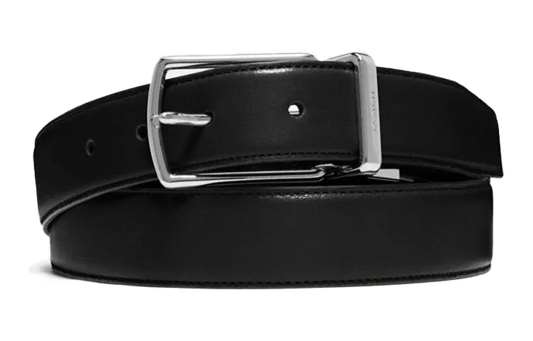 COACH Leather Belts Men's Black/Brown Width 3.2cm