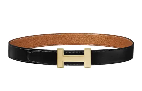 HERMES Leather Belts Men's Width 3.2cm