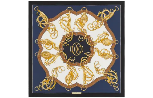 HERMES Scarves Unisex Navy Blue