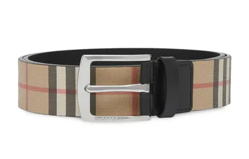 Burberry Canvas Leather Belts Men's Archive Beige Width 3.5cm