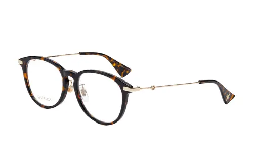 GUCCI Plate Oval Prescription Glasses Women's Havana