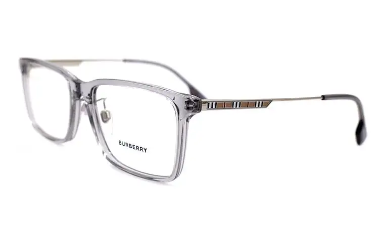 Burberry Plate Frame Rectangular Eyeglass Frames Men's Transparent Gray