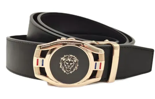 FREE RABBITⅡ Front Animal Pattern, Automatic Buckle Cow Leather Belts Men's Black Box