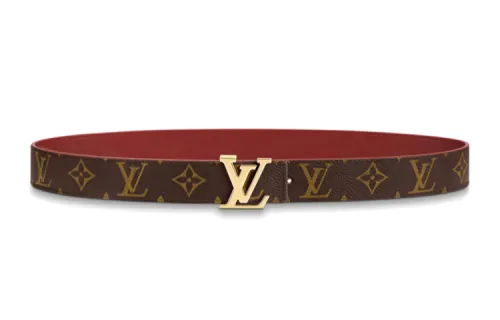 LOUIS VUITTON Metallic Cow Leather Belts Women's Brown/Red Width 3cm