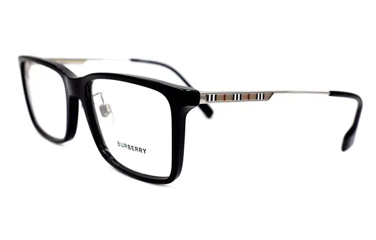 Burberry Plate Frame Rectangular Prescription Glasses Men's Black