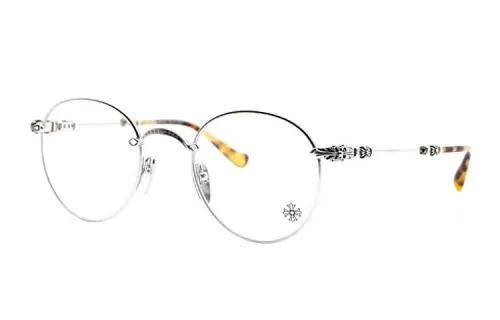 Chrome Hearts Metal Round Eyeglass Frames Unisex Bright Silver