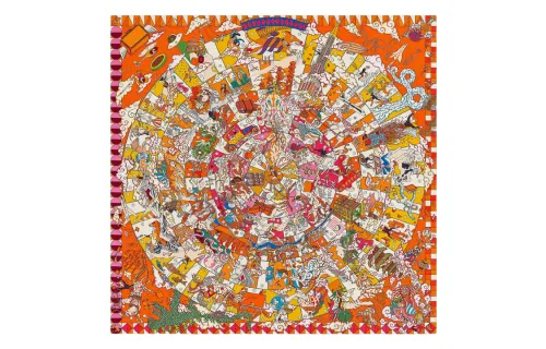 HERMES Knit Scarves Unisex Orange/Yellow/Multicolor