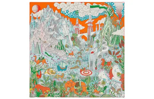 HERMES Scarves Women's Orange Green