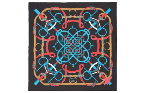 HERMES Scarves Women's Black/Bright Blue/Red