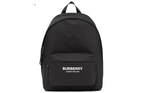Burberry Logo Print Nylon Backpack Black