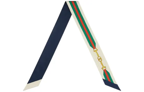 GUCCI Mulberry Silk Scarves Unisex Ivory White