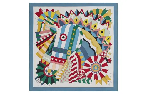 HERMES Celebration Galloping Horse Scarves Women's Multicolor