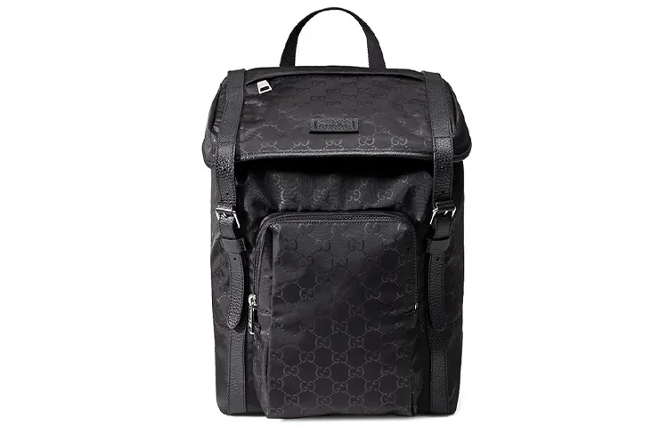 GUCCI Nylon With Leather Backpack Men's Black