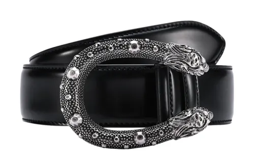 GUCCI Leather Belts Unisex Black Width 3.8cm