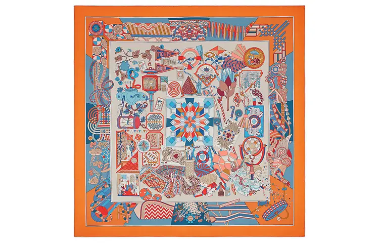 HERMES Silk Scarves Women's Orange