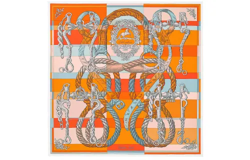 HERMES Della Cavalleria Scarves Women's Orange