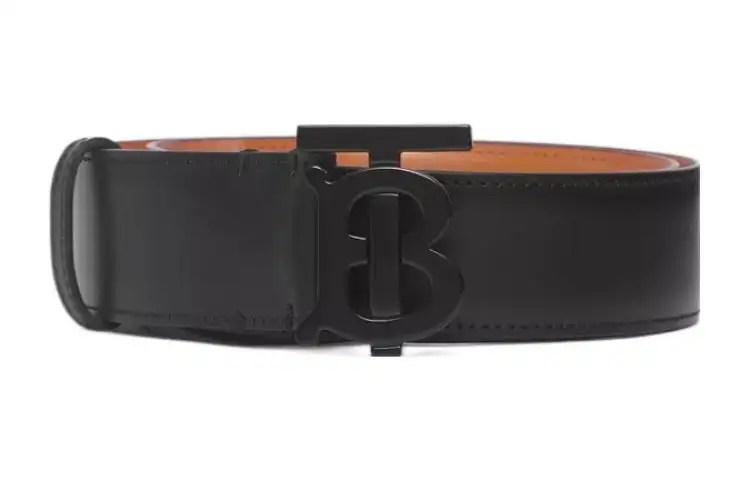 Burberry Leather Tb Monogram Buckle Belt