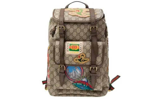 GUCCI Canvas With Leather Backpack Regular Men's Brown