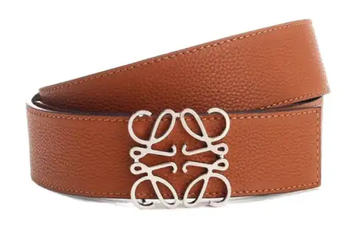 LOEWE Cow Leather Belts Men's Brown Width 4cm
