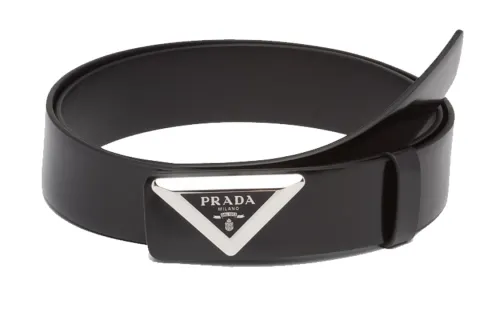 PRADA Matte Leather Belts Men's Black 3.3cm