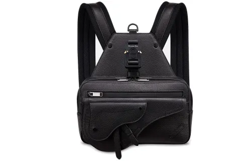 DIOR Saddle Cow Leather Backpack Unisex Black
