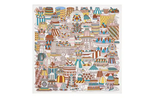 HERMES Scarves Women's White/Brown/Green