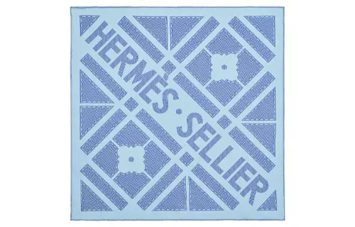 HERMES Scarves Women's Sky Blue/Lavender