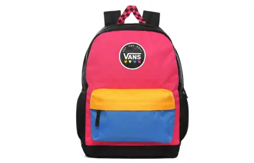 Vans Polyester Backpack Unisex Pink Yellow Blue