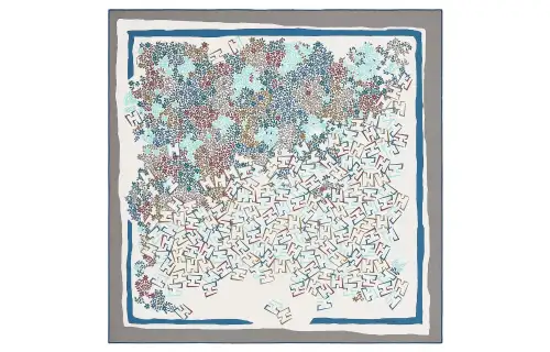 HERMES Scarves Men's White/Gray/Blue