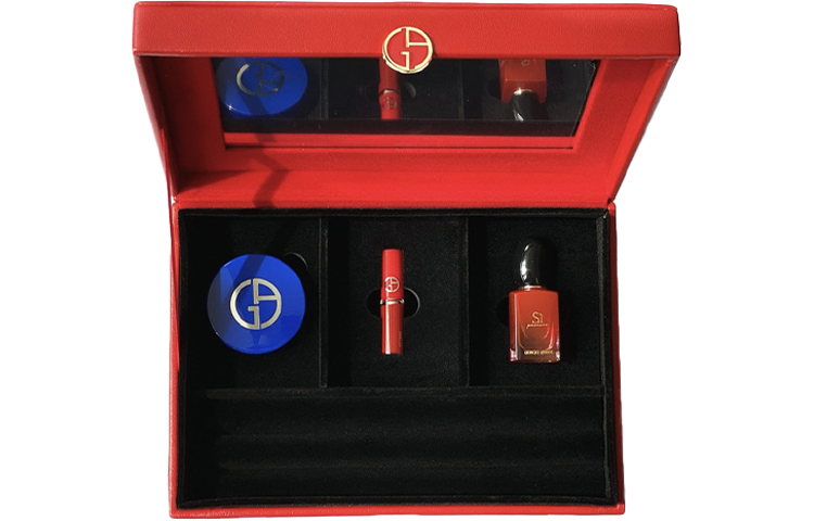 Armani, makeup primer, set, perfume, lip gloss, gift box, soft heel, sample, 3 piece set, #2, 2g, 1.5 ml, 7 ml
