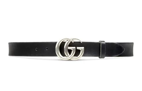 GUCCI Leather Belt Double G Palladium Buckle 1 W