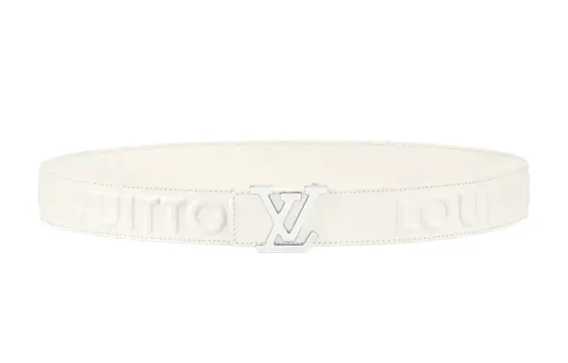 LOUIS VUITTON Aerogram Smooth Buckle Calfskin Belts Unisex White Width 3.5cm