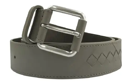 Bottega Veneta Leather Belts Men's Gray Green