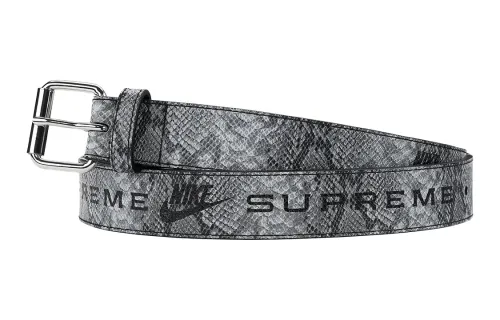 Supreme Synthetic Leather Belts Unisex Black 