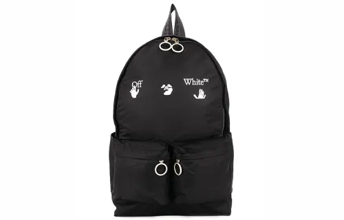 OFF WHITE Polyester Backpack Regular Unisex Black