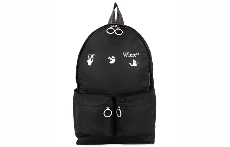 OFF WHITE Polyester Backpack Regular Unisex Black