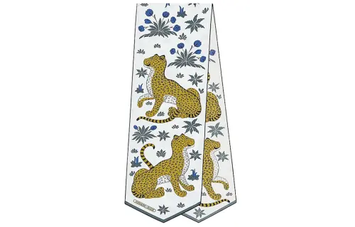 HERMES Les Leopards Scarves Women's White