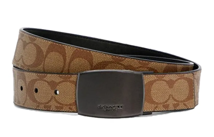 COACH Signature Buckle Cut To Size Reversible Belt Men's Beige/Black