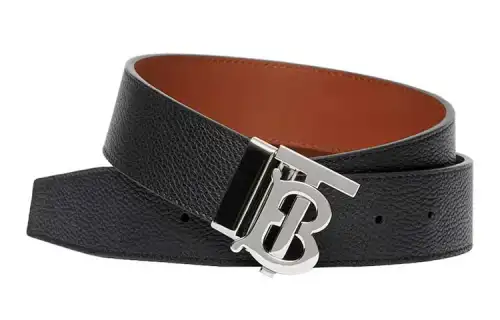 Burberry Leather Calfskin Leather Belts Men's Black/Tan Width 3.5cm