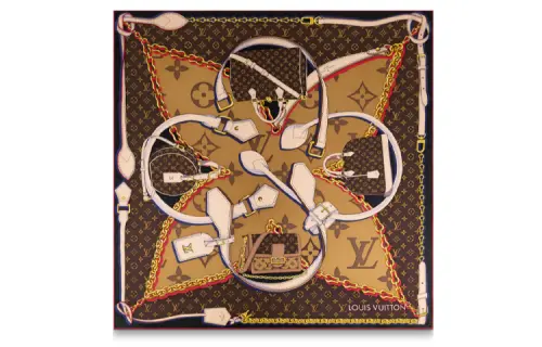 LOUIS VUITTON Bohemian Style Silk Scarves Women's Brown