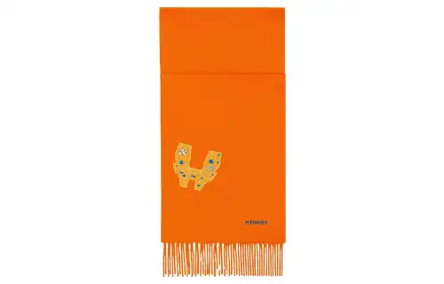 HERMES Knit Scarves Unisex Orange