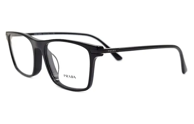 PRADA Plate Frame Rectangular Eyeglass Frames Men's Black