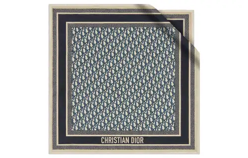 DIOR Mulberry Silk Scarves Unisex Marine Blue