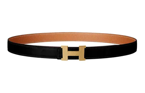 HERMES Mini Constance Gold Plated Calfskin Leather Belts Women's 2.4cm