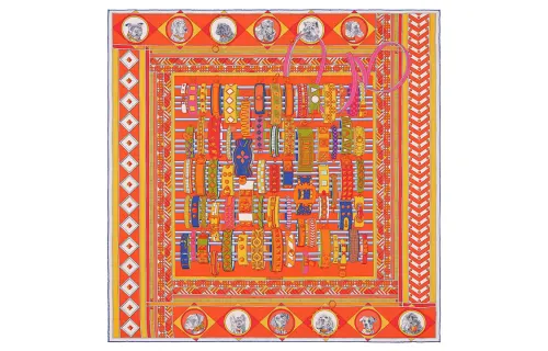 HERMES Collar & Beloved Dog Scarves Women's Orange