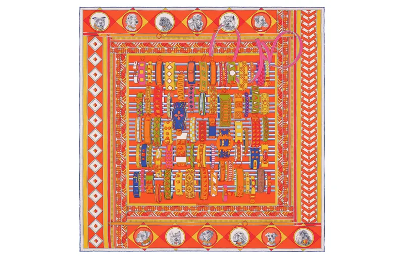 HERMES Collar & Beloved Dog Scarves Women's Orange
