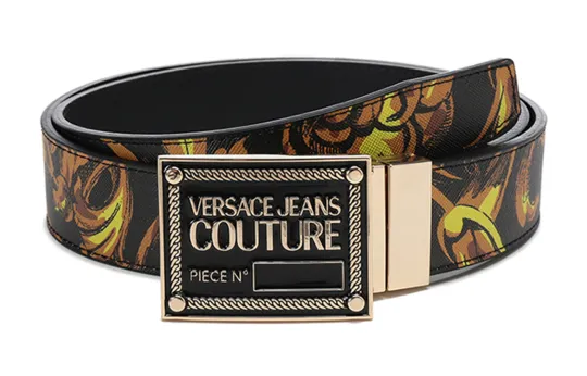 VERSACE JEANS COUTURE Leather Belts Men's Black Print