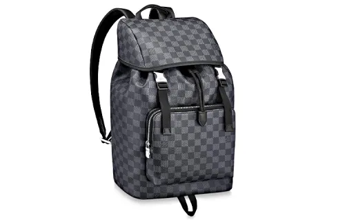 LOUIS VUITTON Zack Macassar Checkerboard Canvas With Leather Backpack Men's Black Gray