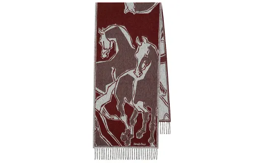 HERMES Knit Scarves Women's Red